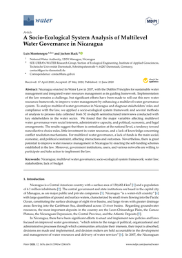 A Socio-Ecological System Analysis of Multilevel Water Governance in Nicaragua