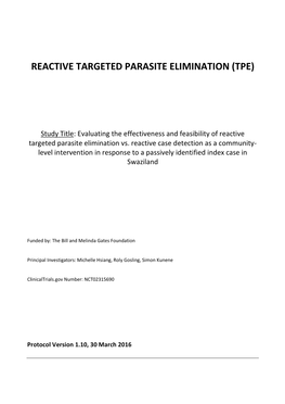 Reactive Targeted Parasite Elimination (Tpe)