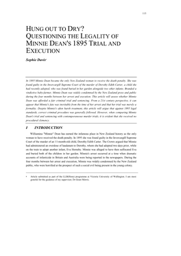 Questioning the Legality of Minnie Dean's 1895 Trial and Execution
