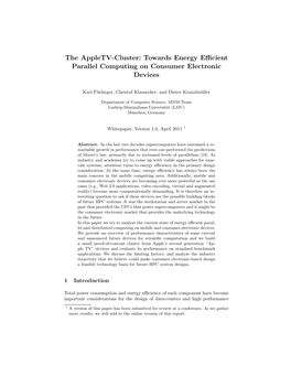 The Appletv-Cluster: Towards Energy Efficient Parallel Computing On