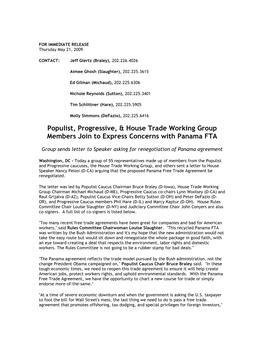 Populist, Progressive, & House Trade Working Group Members Join To