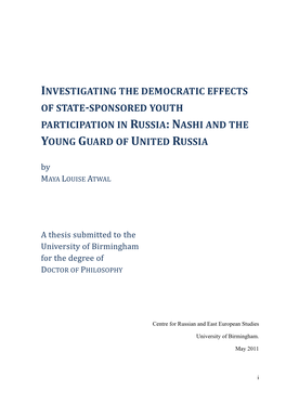 NASHI and the YOUNG GUARD of UNITED RUSSIA by MAYA LOUISE ATWAL