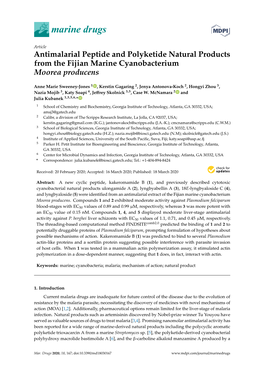 Antimalarial Peptide and Polyketide Natural Products from the Fijian Marine Cyanobacterium Moorea Producens