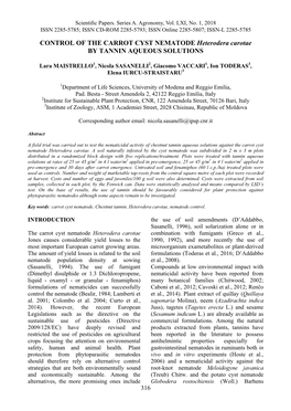 CONTROL of the CARROT CYST NEMATODE Heterodera Carotae by TANNIN AQUEOUS SOLUTIONS