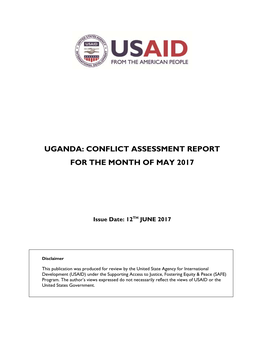 Uganda: Conflict Assessment Report for the Month of May 2017