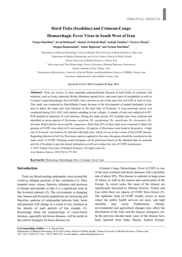 And Crimean-Congo Hemorrhagic Fever Virus in South West of Iran