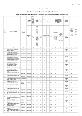 H 2 Format for Advertisement in Website Notice for Appointment Of