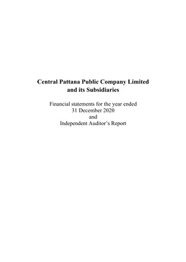 Central Pattana Public Company Limited and Its Subsidiaries