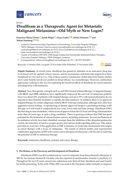 Disulfiram As a Therapeutic Agent for Metastatic Malignant Melanoma