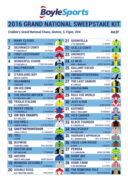 2016 GRAND NATIONAL SWEEPSTAKE KIT Crabbie’S Grand National Chase, Aintree, 5.15Pm, CH4 4M3f