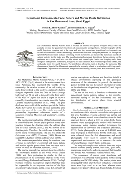 Depositional Environments, Facies Pattern and Marine Plants Distribution in Ras Muhammad Area, Sinai, Egypt