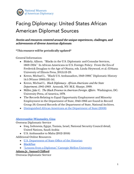 African American Diplomats Secondary Sources