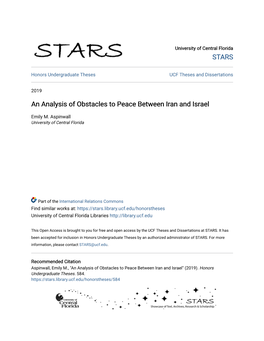 An Analysis of Obstacles to Peace Between Iran and Israel