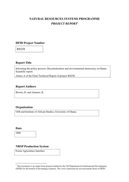 Natural Resources Systems Programme Project Report1