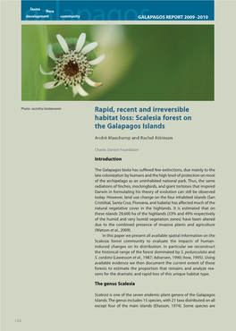 Rapid, Recent and Irreversible Habitat Loss: Scalesia Forest on the Galapagos Islands