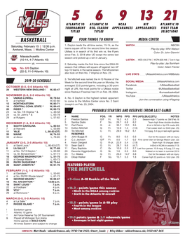 BASKETBALL FOUR THINGS to KNOW MEDIA CENTER Saturday, February 15 | 12:30 P.M