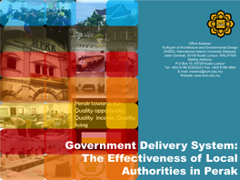 Government Delivery System: the Effectiveness of Local Authorities in Perak