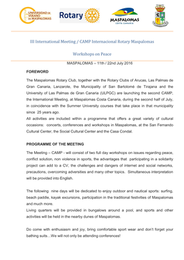 III International Meeting / CAMP Internacional Rotary Maspalomas