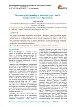 Mechanical Engineering in Ancient Egypt, Part 58: Semiprecious Stones Applications