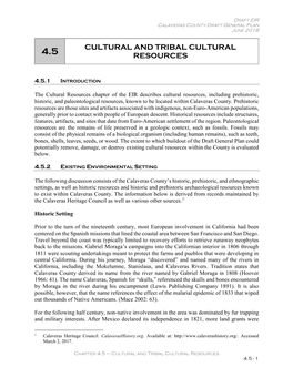 Cultural and Tribal Cultural Resources 4.5 - 1 Draft EIR Calaveras County Draft General Plan June 2018