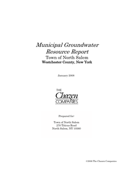 Municipal Groundwater Resource Report Town of North Salem Page I