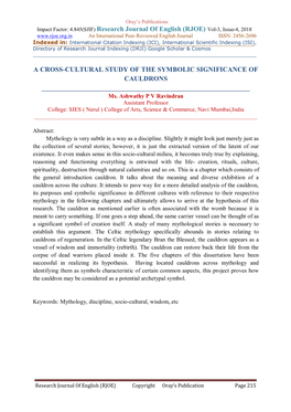 Impact Factor: 4.845(SJIF) Research Journal of English (RJOE) Vol-3