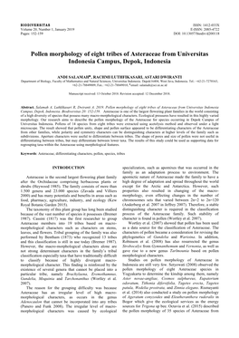 Pollen Morphology of Eight Tribes of Asteraceae from Universitas Indonesia Campus, Depok, Indonesia