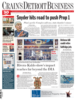 Snyder Hits Road to Push Prop 1