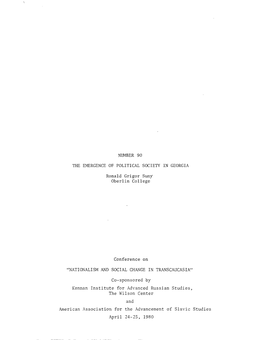 Number 90 the Emergence of Political Society in Georgia