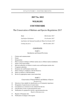 The Conservation of Habitats and Species Regulations 2017