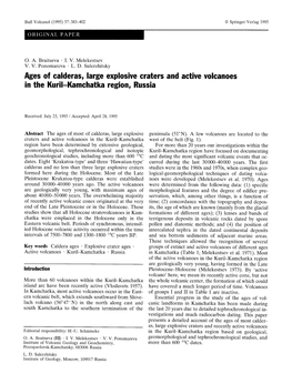 Ages of Calderas, Large Explosive Craters and Active Volcanoes in the Kurii-Kamchatka Region, Russia