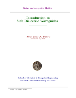 Introduction to Slab Dielectric Waveguides