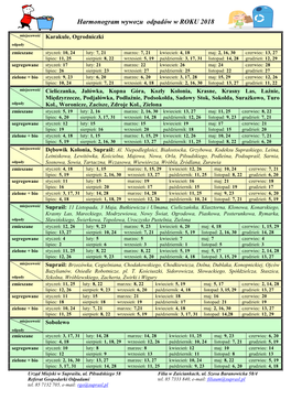 Harmonogram Wywozu Odpadów W ROKU 2018