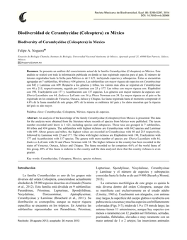 Biodiversidad De Cerambycidae (Coleoptera) En México