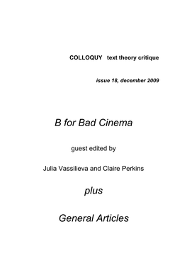 B for Bad Cinema Plus General Articles