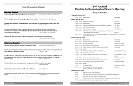 67Th Annual Florida Anthropological Society Meeting