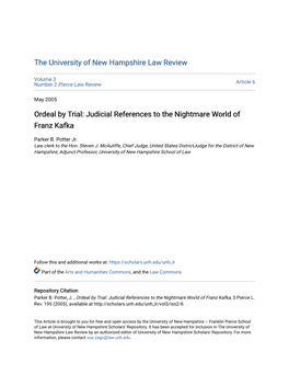 Ordeal by Trial: Judicial References to the Nightmare World of Franz Kafka