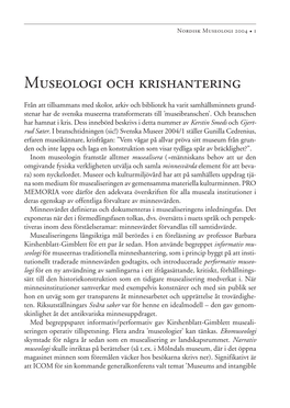 Museologi Och Krishantering 1