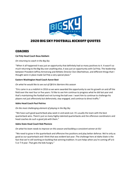 2020 Big Sky Football Kickoff Quotes