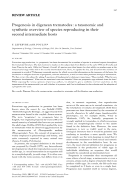 Progenesis in Digenean Trematodes: a Taxonomic and Synthetic Overview of Species Reproducing in Their Second Intermediate Hosts