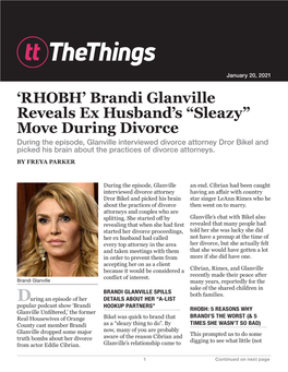 'RHOBH' Brandi Glanville Reveals Ex Husband's 