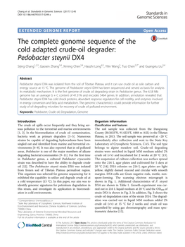 The Complete Genome Sequence of the Cold Adapted Crude-Oil Degrader