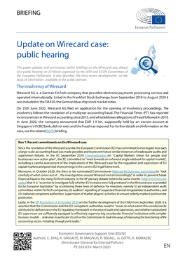 Update on Wirecard Case: Public Hearing