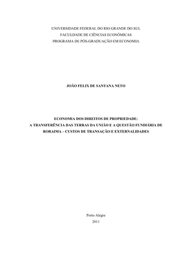 Universidade Federal Do Rio Grande Do Sul Faculdade De Ciências Econômicas Programa De Pós-Graduação Em Economia