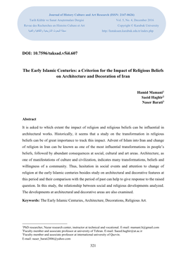 DOI: 10.7596/Taksad.V5i4.607 the Early Islamic Centuries: a Criterion