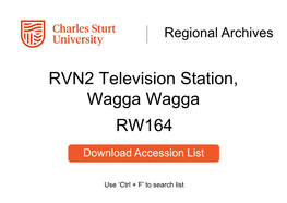 RVN2 Television Station, Wagga Wagga RW164