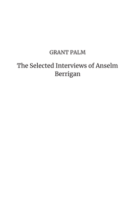 Anselm Berrigan First Published by Background Publishing in 2018