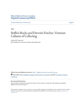 Boffin's Books and Darwin's Finches: Victorian Cultures of Collecting Michael W