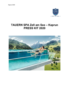 TAUERN SPA Zell Am See – Kaprun PRESS KIT 2020