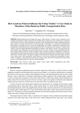 How Land-Use Pattern Influence the Urban Vitality? a Case Study in Shenzhen, China Based on Public Transportation Data